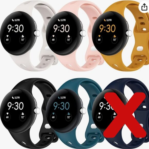 Set of 5 Silicone Bands for Pixel 1/2 Watch - Picture 1 of 3